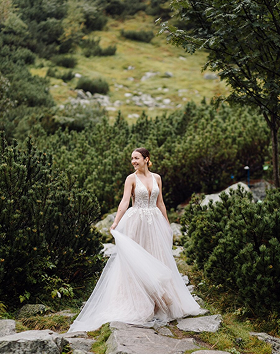 Leah Platinum Teal Gown